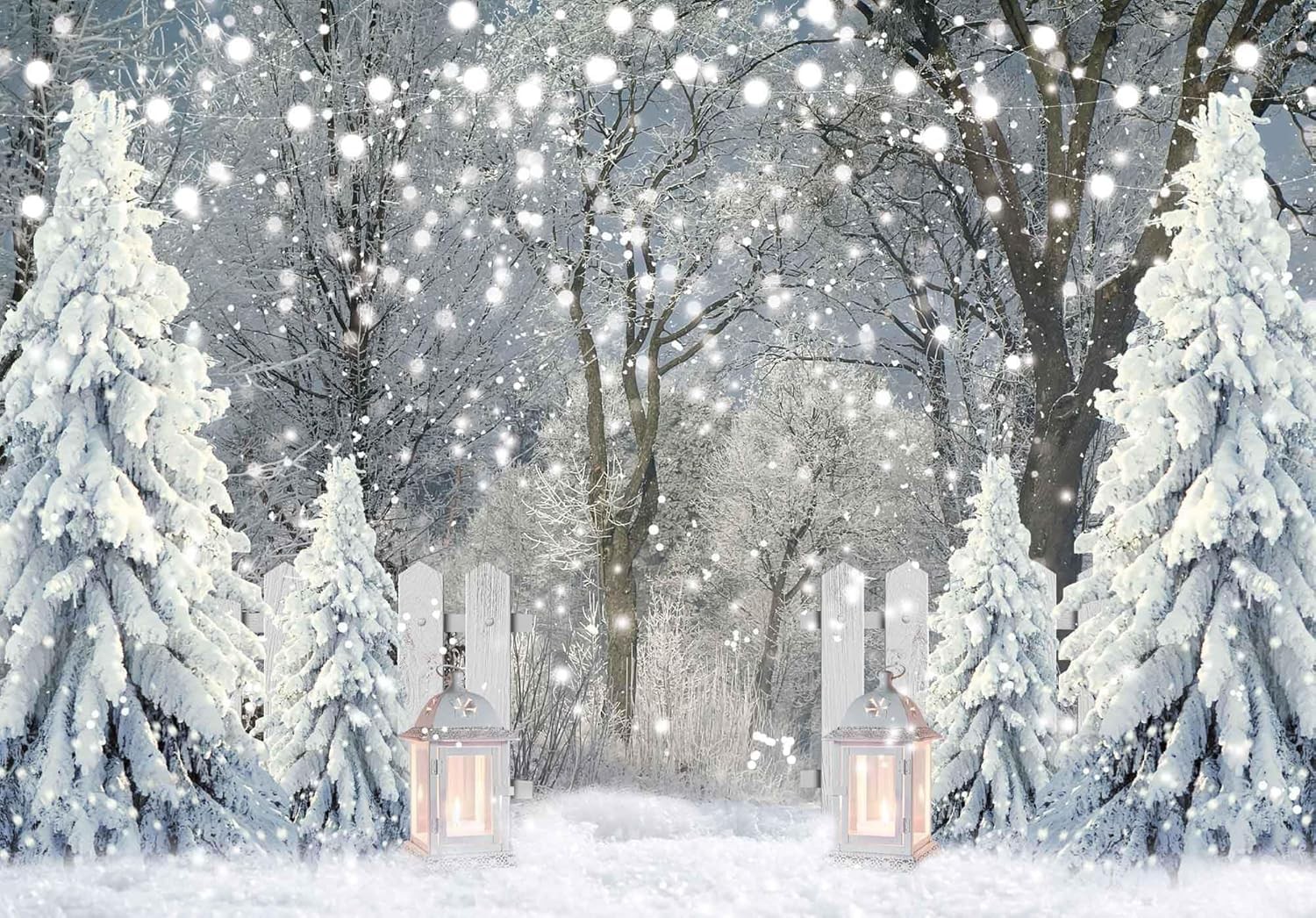 12x8ft Polyester Winter Forest Backdrop Christmas Snowy Pine Tree Wonderland …