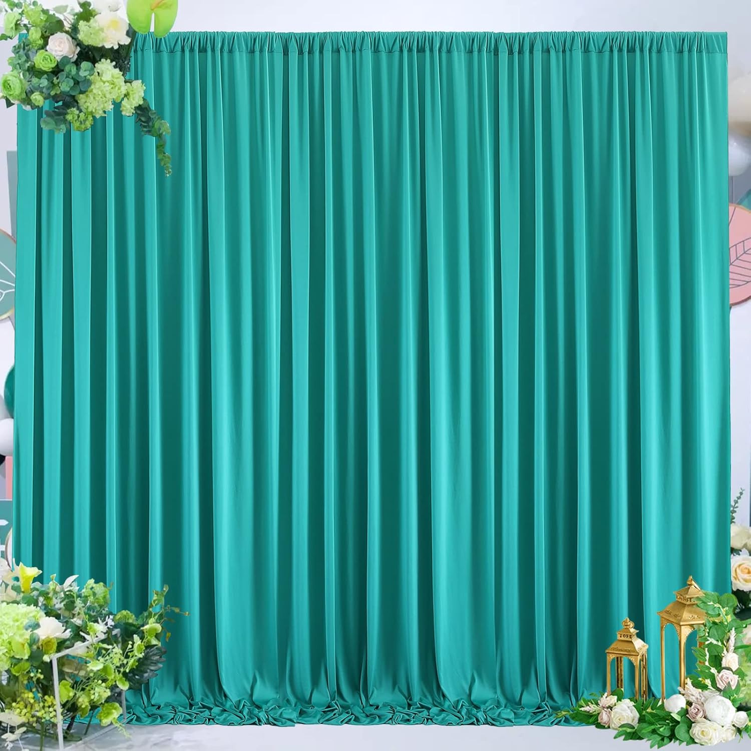 10 Ft X 20 Ft Wrinkle Free Turquoise Backdrop Curtain for Parties, Thick Polyest