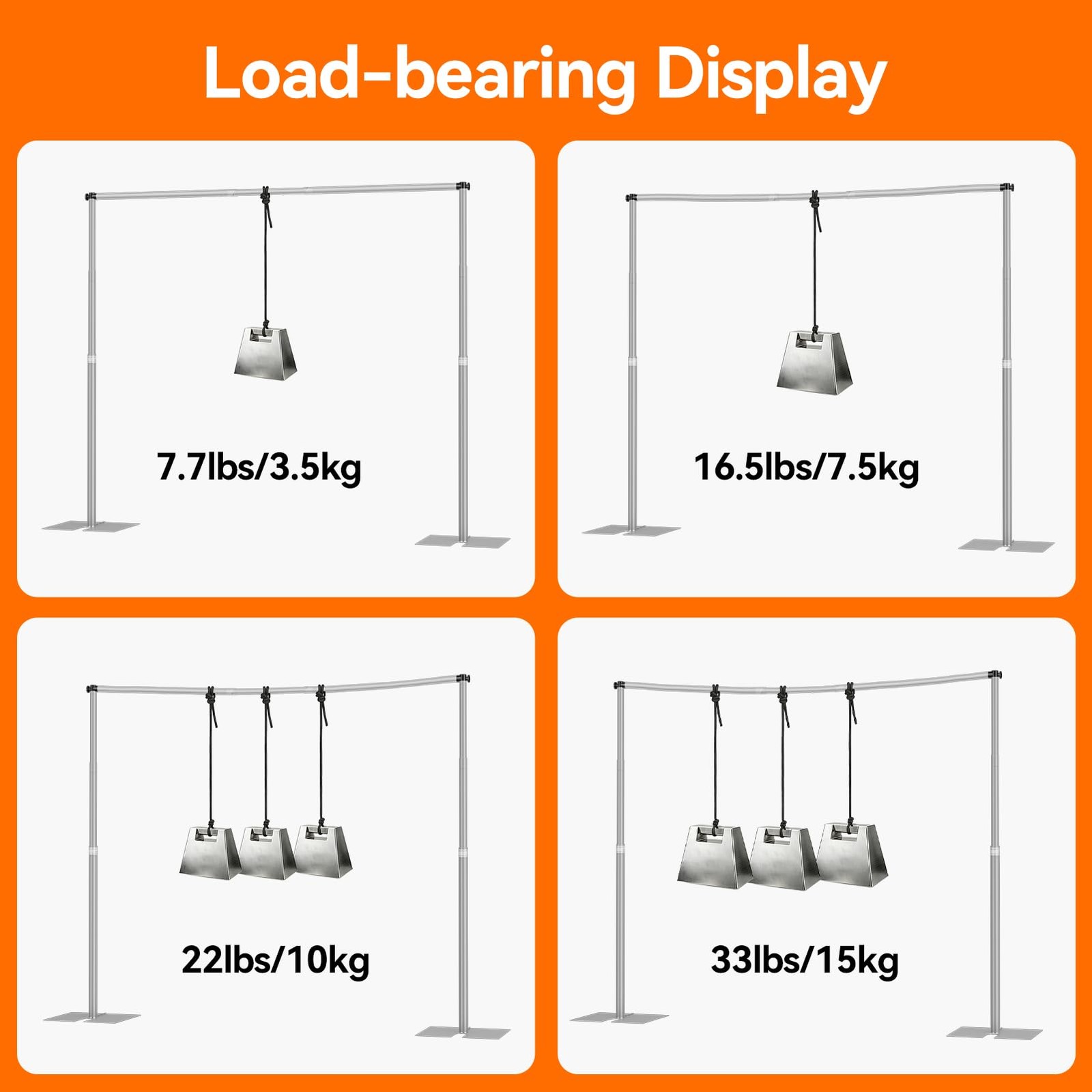 Heavy Duty Backdrop Stand, 8.5ft x 10ft Pipe and Drape Backdrop Stand Kit wit…