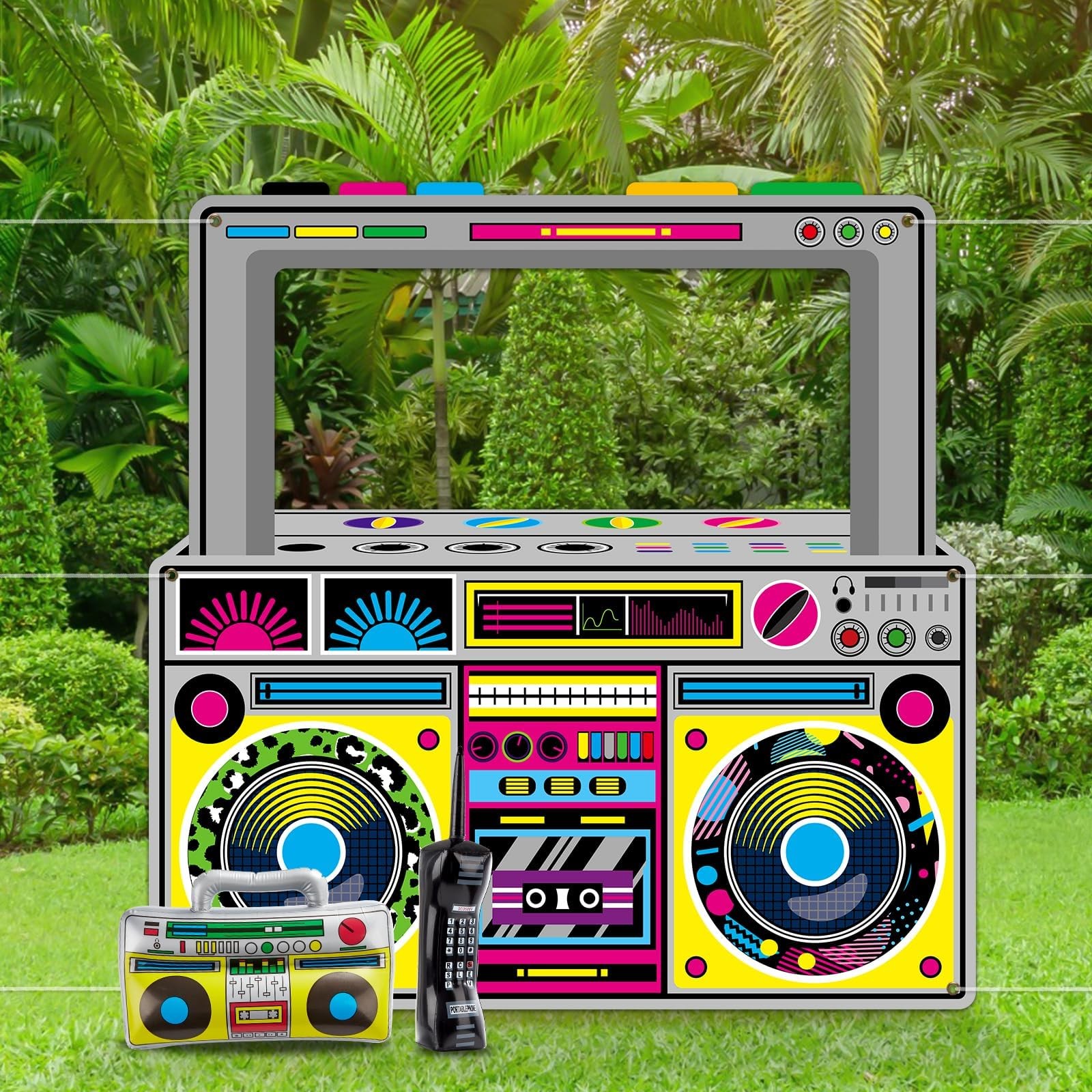 90s 80s Party Decorations Radio Boombox Photo Booth Props Inflatable Colorful