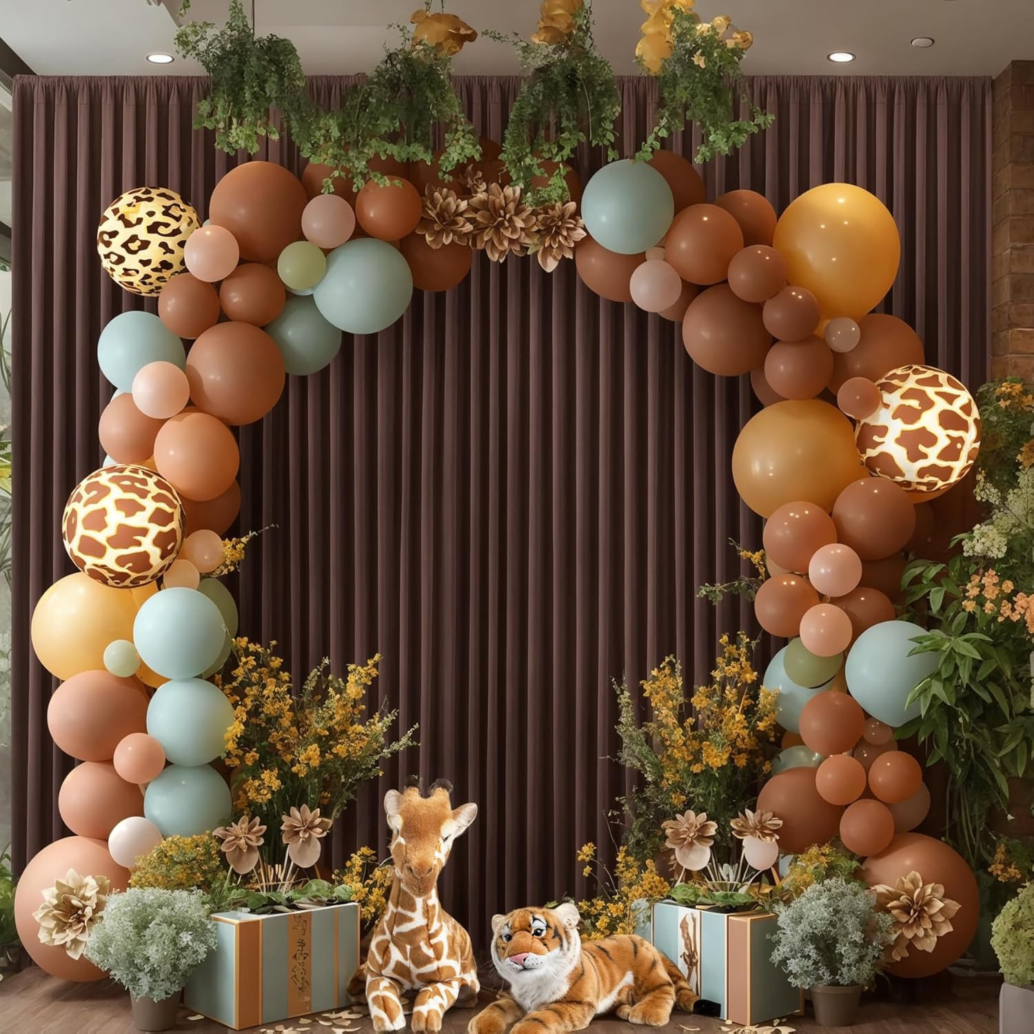 10X10 Brown Backdrop Curtain for Parties Wedding Wrinkle Free Brown Photo Curtai