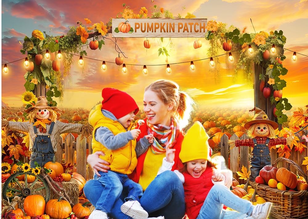 CYLYH 7X5FT Fall Backdrop Photography Pumpkin Patch Backdrops Autumn Harvest …