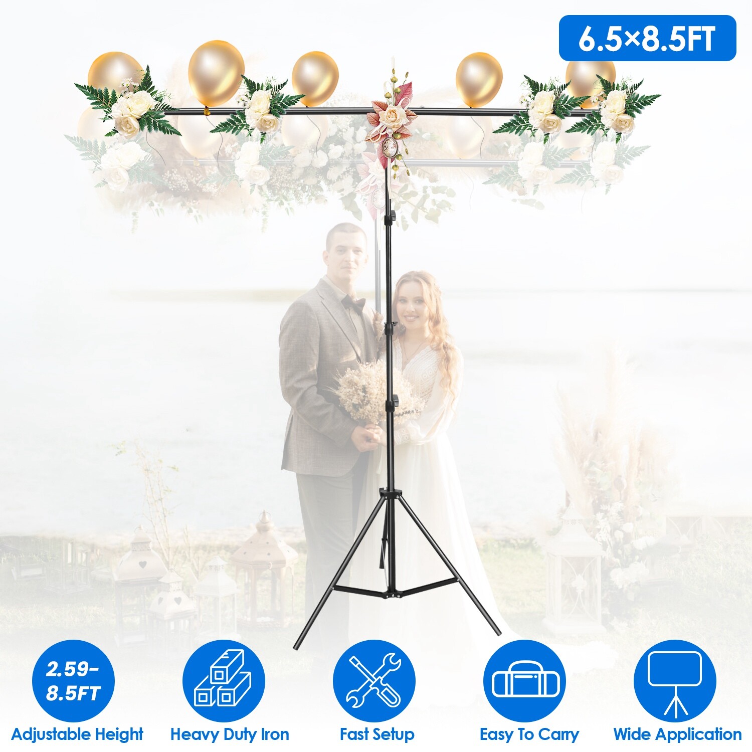 6.5ftx8.5ft Backdrop Stand Photography Studio Background Crossbar Support Kit