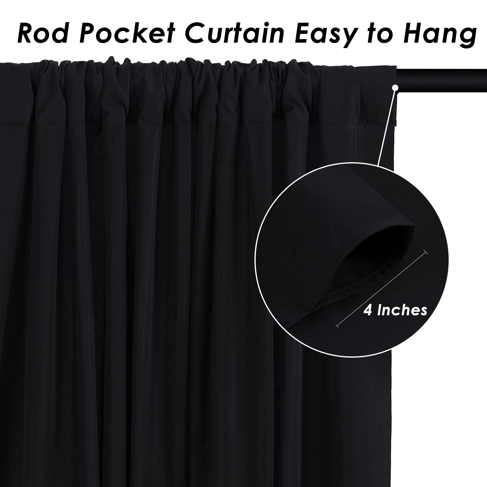 Black Backdrop Curtains 2 Panels 5ft x 10ft 2 x 10ft,