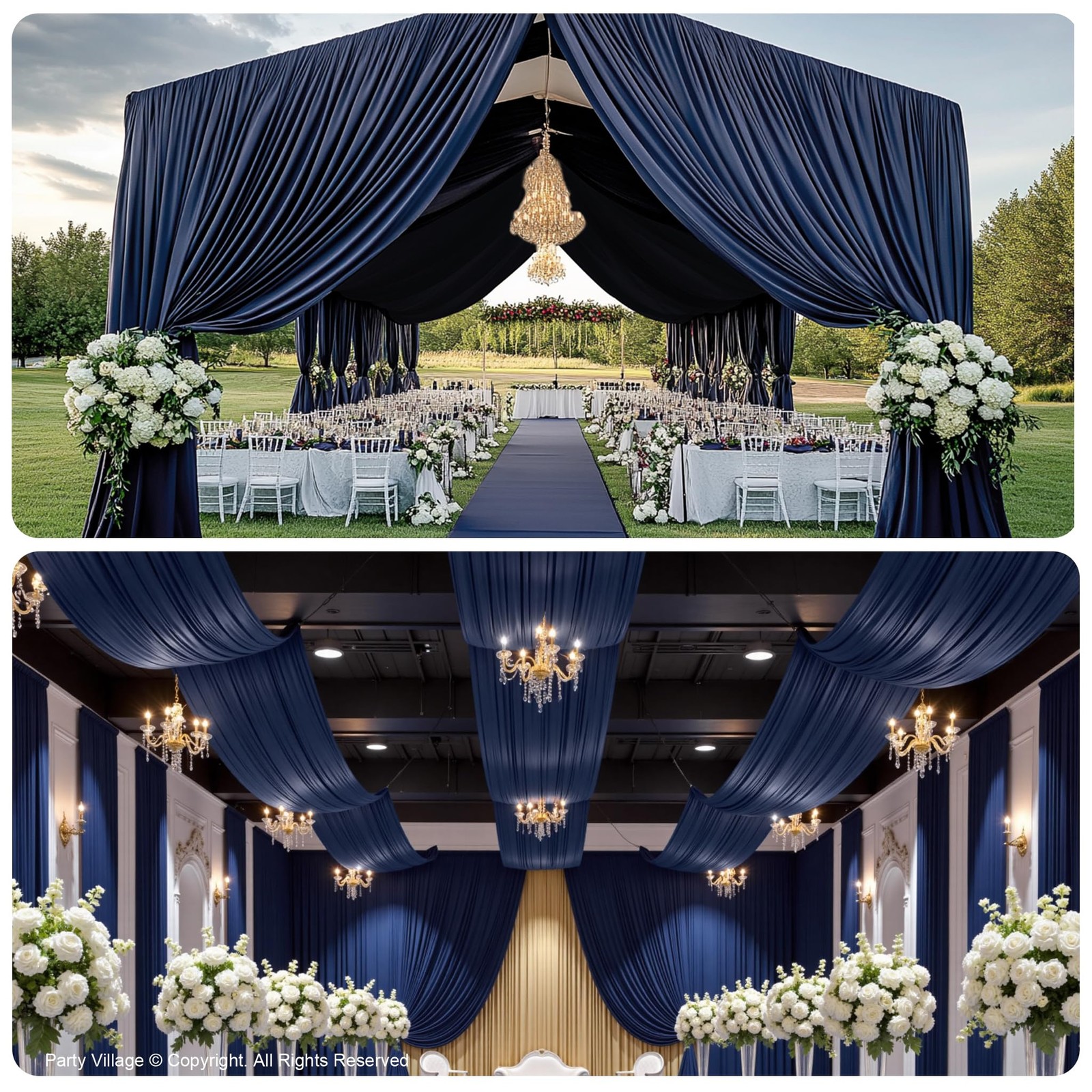 10 Panels 5ft(W) x 20ft(H) Navy Blue 60″W x 240″L (Pack of 10),