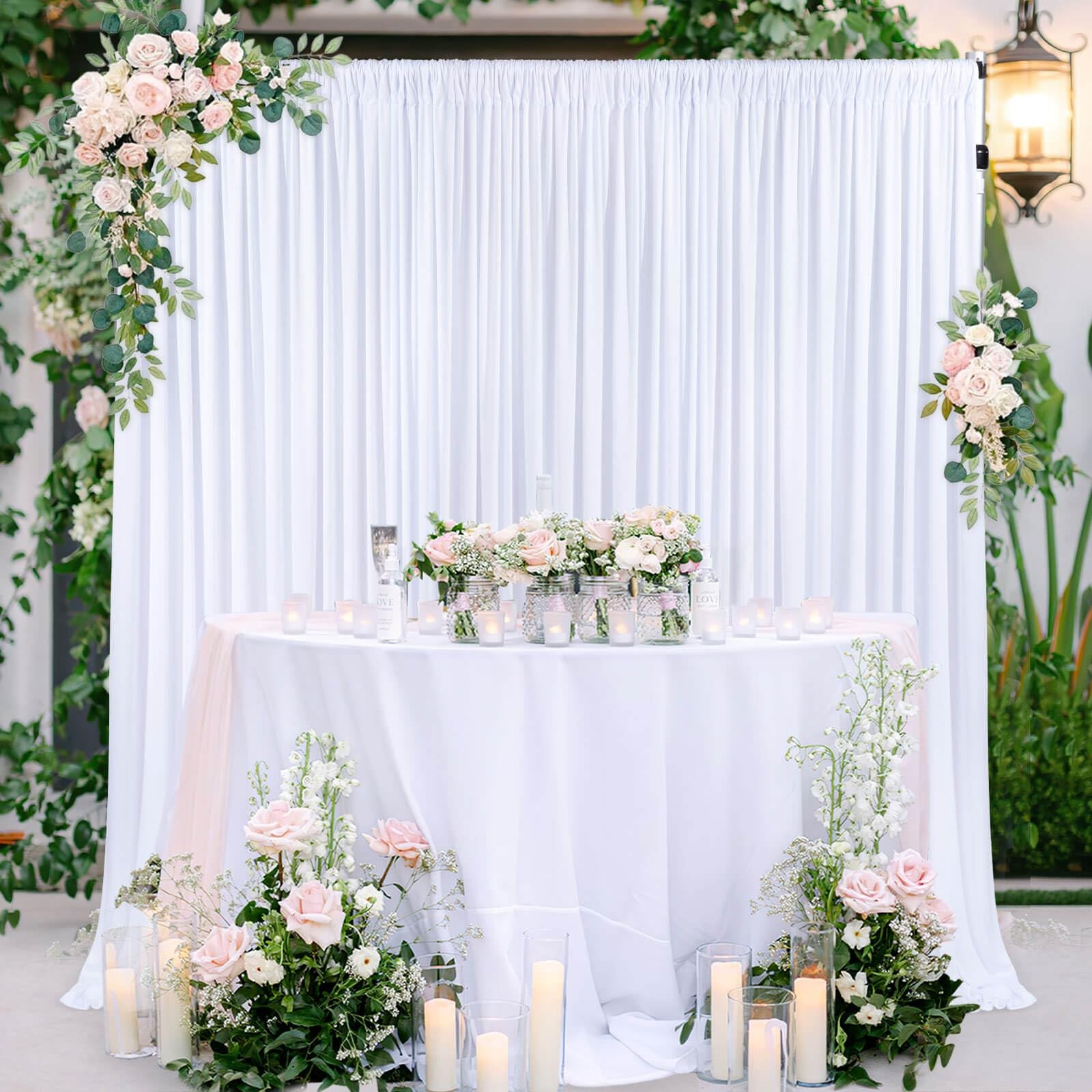 2 PCS 5.3×10 FT White Wrinkle Free Soft Fabric Backdrop Curtains Wedding Drape