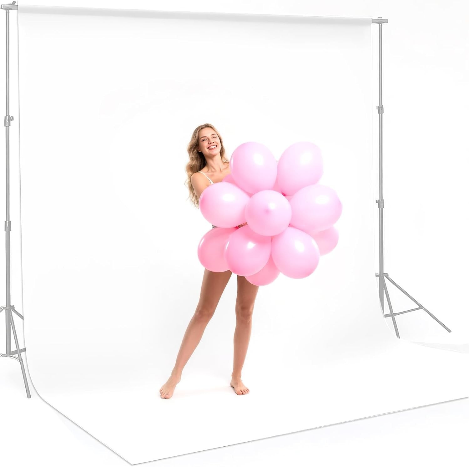 10x20ft White Backdrop for Photography, Dual-Size Dual-Pocket Design Photo Bo…