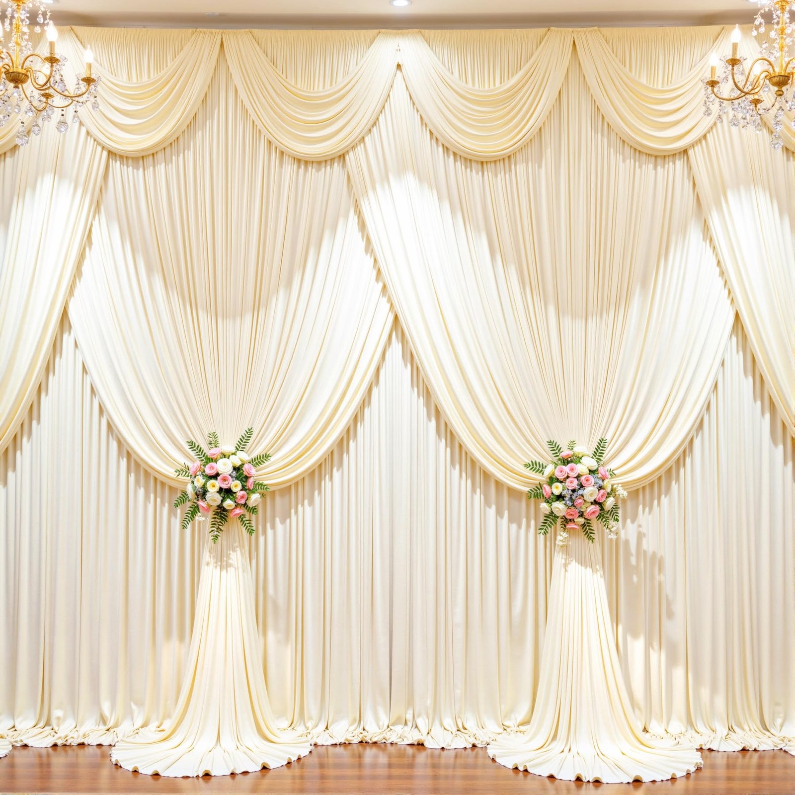 50ft x 10ft Wrinkle Free Champagne 5′(W) x 10′(H), 10 panels,