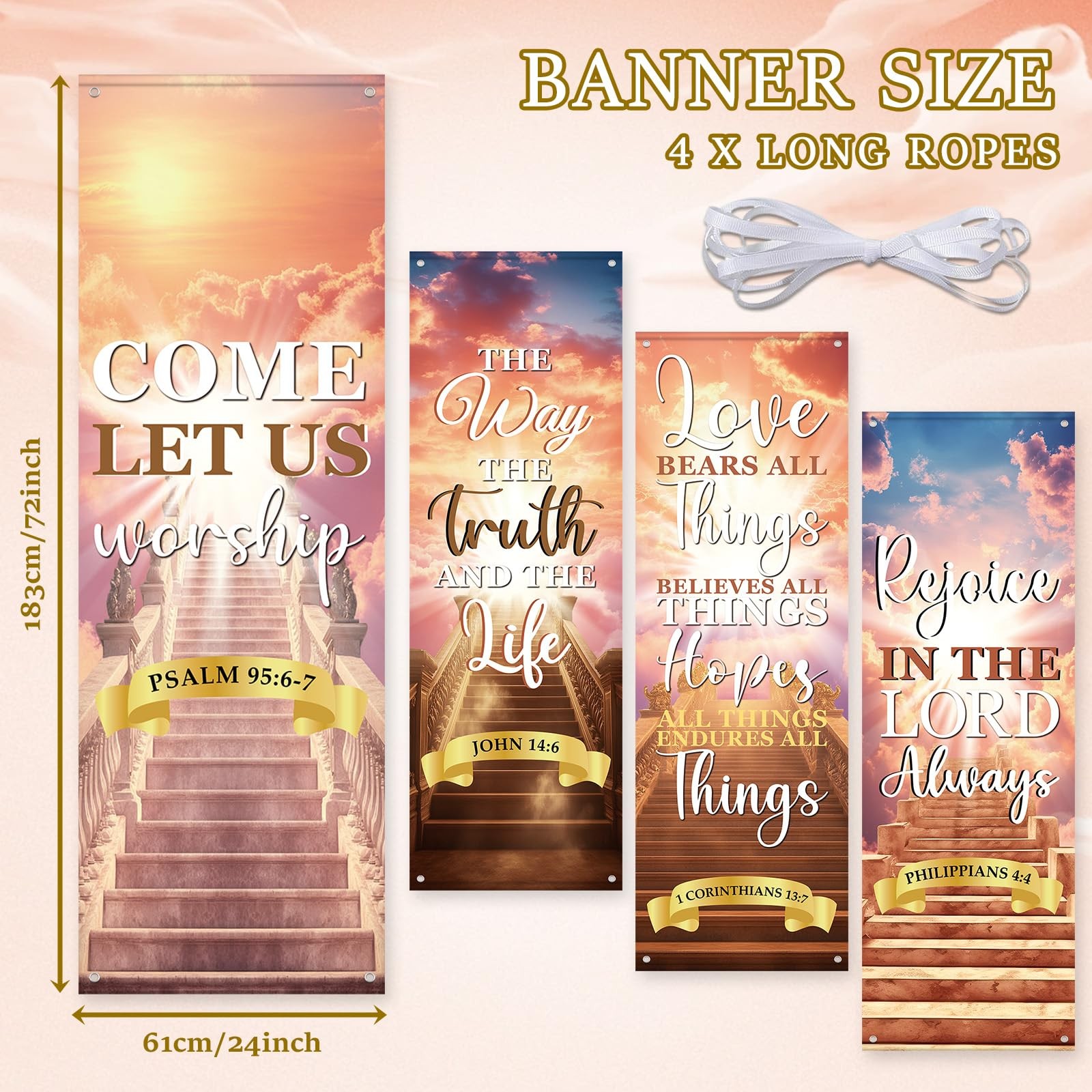 4Pcs Church Banners With Scripture Church Banners for Sanctuary Wall Worship …