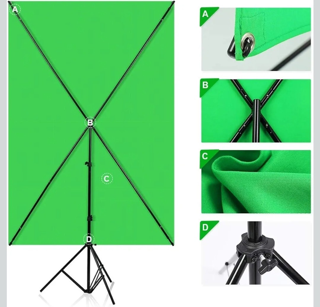Green Screen Backdrop 84″ Portable Photography Video Background Stand Kit