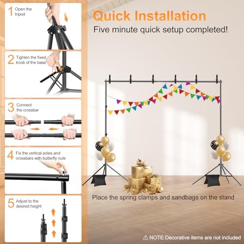 Backdrop Stand, Photo Video Studio 10 x 10FT Adjustable Backdrop Stand, 10×10ft