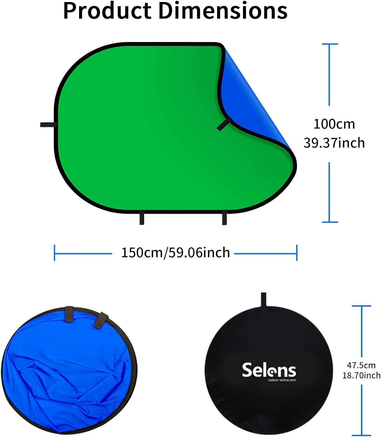 59X39.3 Inches Green Screen Backdrop for Photography, 2-In-1 Collapsible Backdro