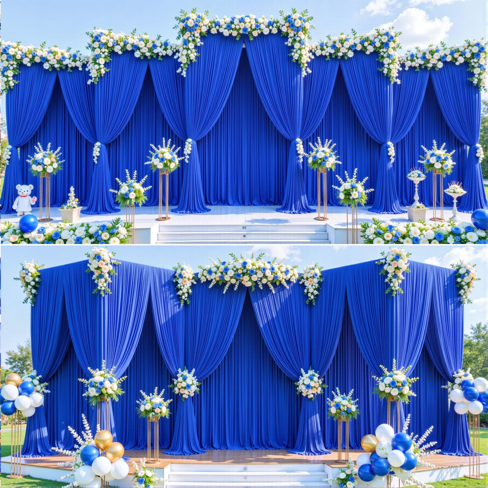 10 Panels Wrinkle Free Royal Blue 50FTx10FT (W5’xH10′, 10 Panels),