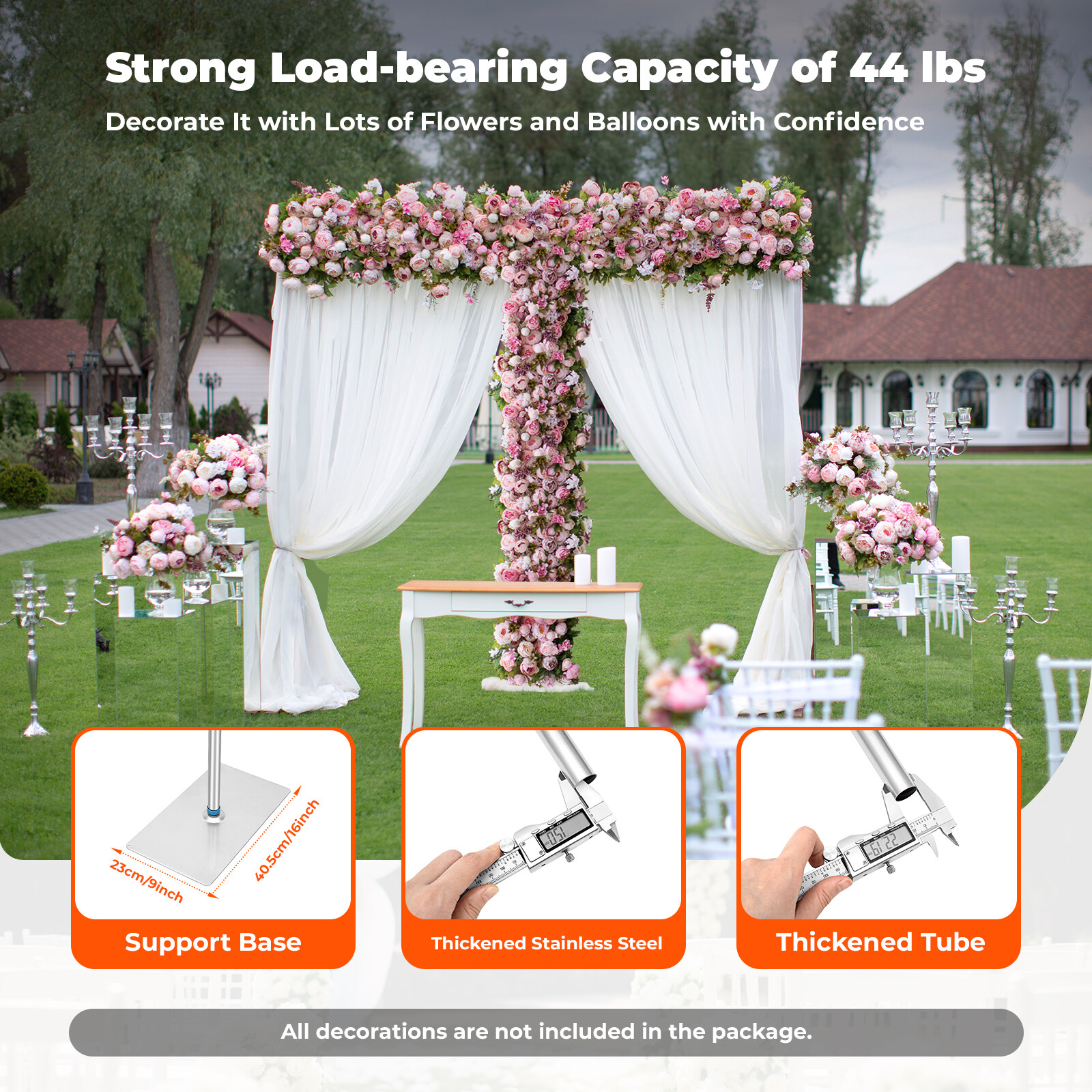 3x6m Wedding Arch Backdrop Stand Iron Square Wedding Flower Display Frame Decor