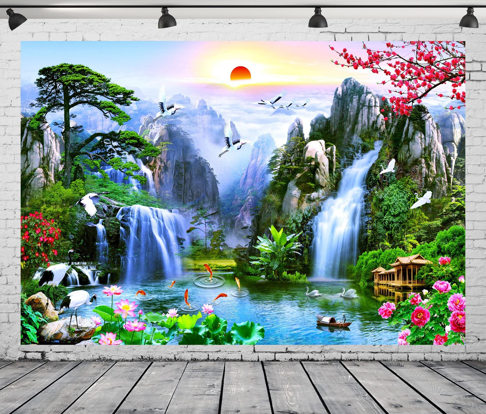 BELECO 7x5ft Fabric Fairyland Mountain Lake Photography 7x5FT, Waterfall-24