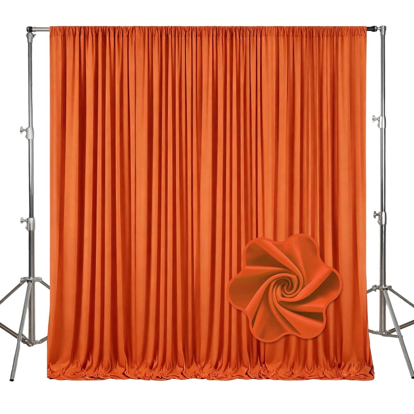 10x10ft Orange Backdrop Curtains Polyester Fabric Drapes 2 PCS Party Decor
