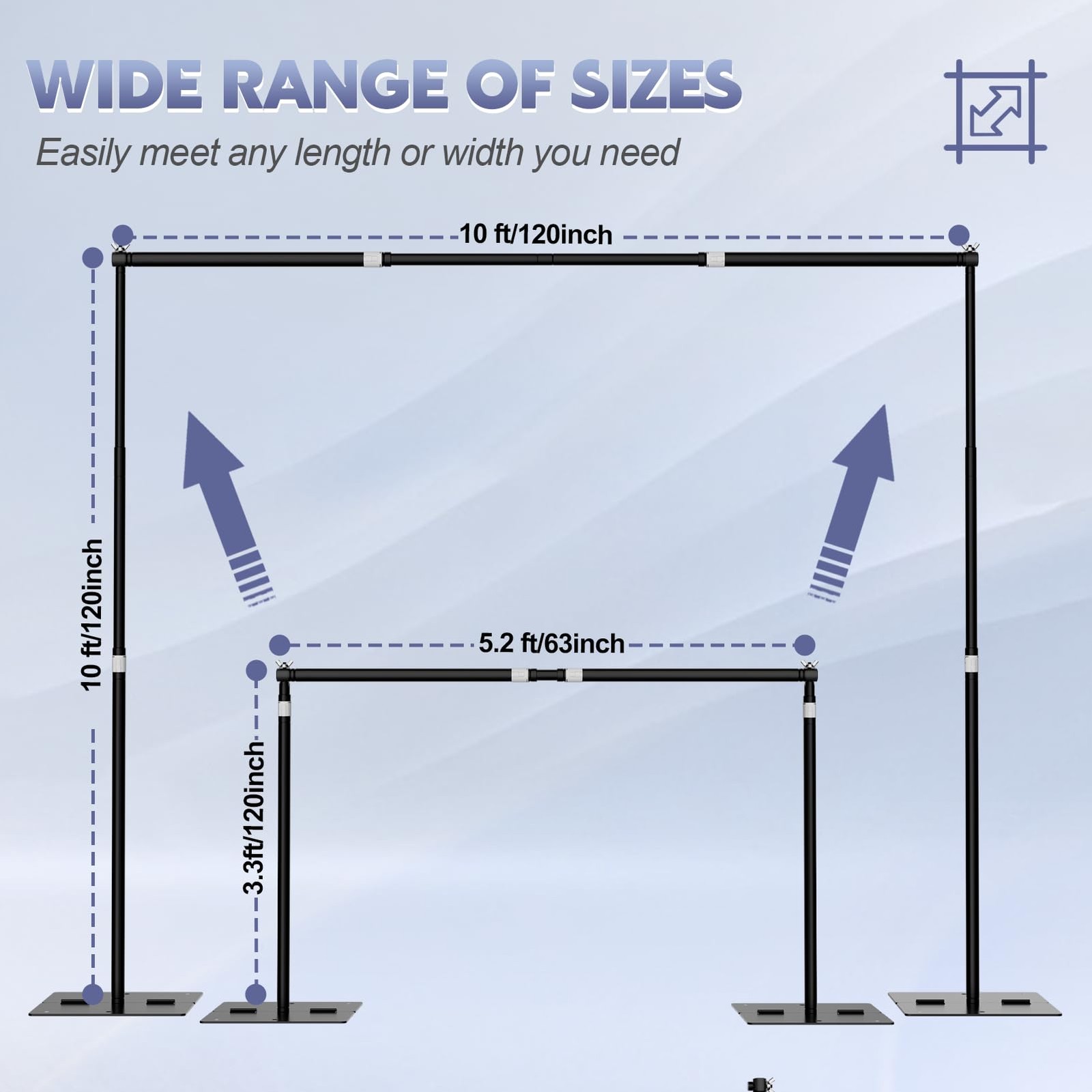 Heavy Duty Backdrop Stand, 10x10ft Adjustable Photo Background Support System…