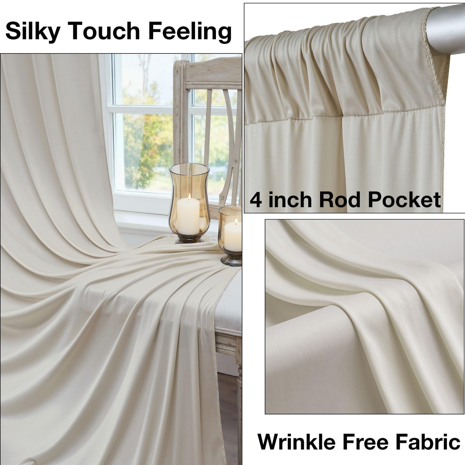 50ftx10ft Wrinkle Free Beige Backdrop Curtains for Parties, 50ftx10ft, Beige2