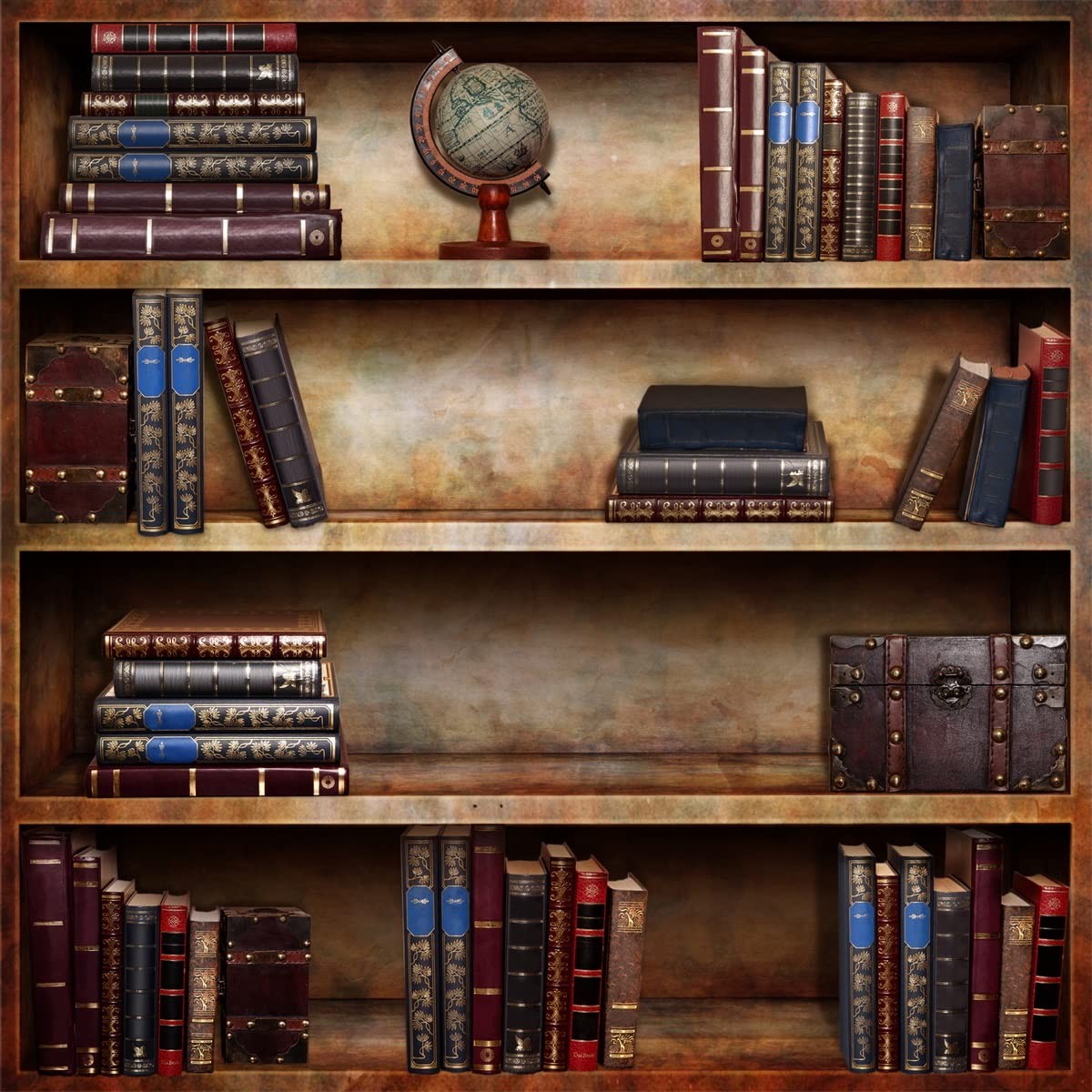 BELECO 6x6ft Fabric Vintage Bookshelf Backdrop Library Books 6x6FT, Book-18