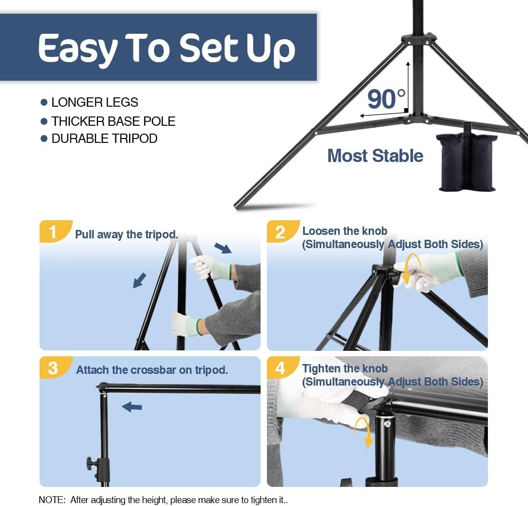 Backdrop Stand Kit for Photography 10×8.5ft(WxH) Adjustable Heavy Duty Photo