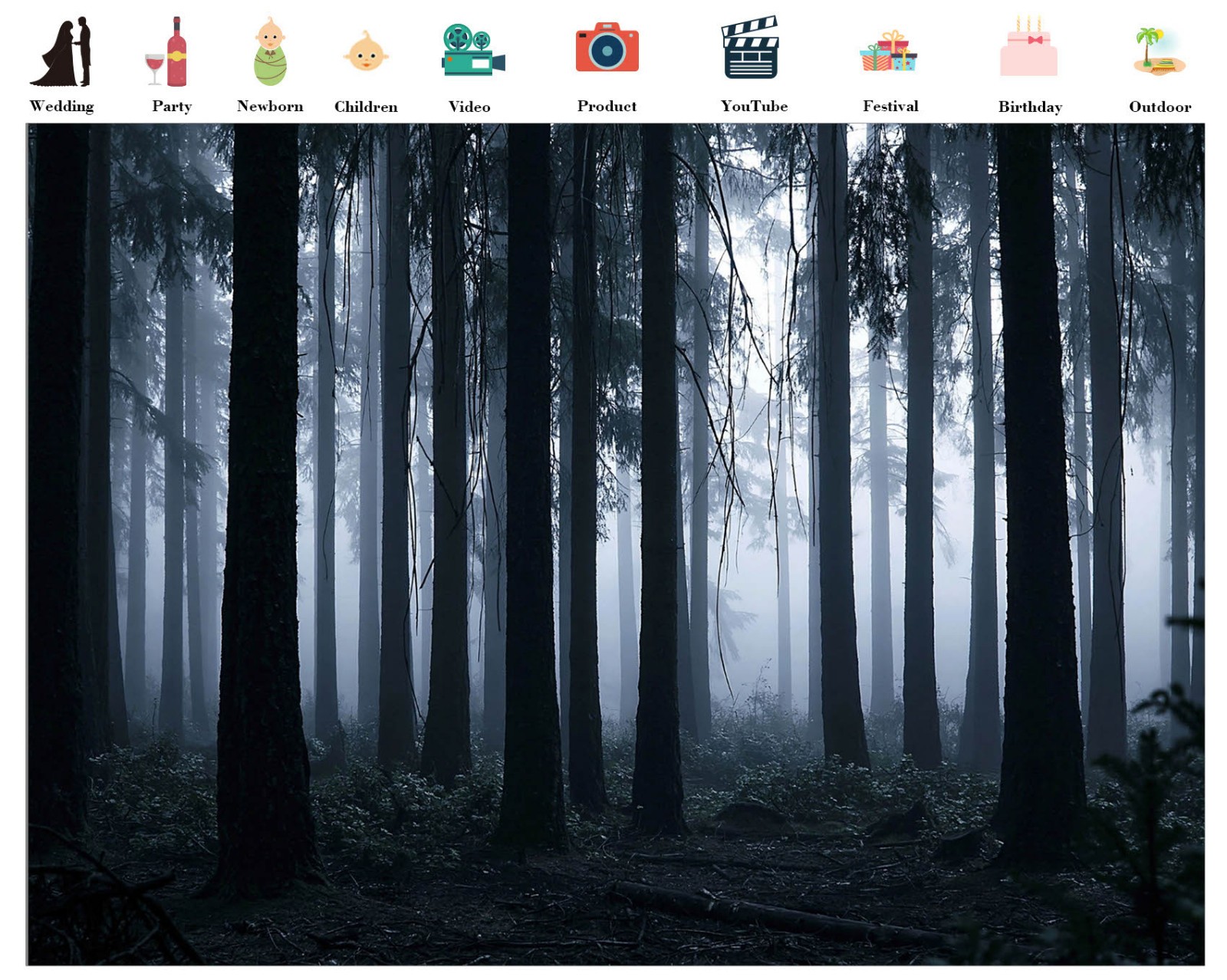 10x8ft Spooky Haunted Forest Backdrop Foggy Woodland Background for Photography