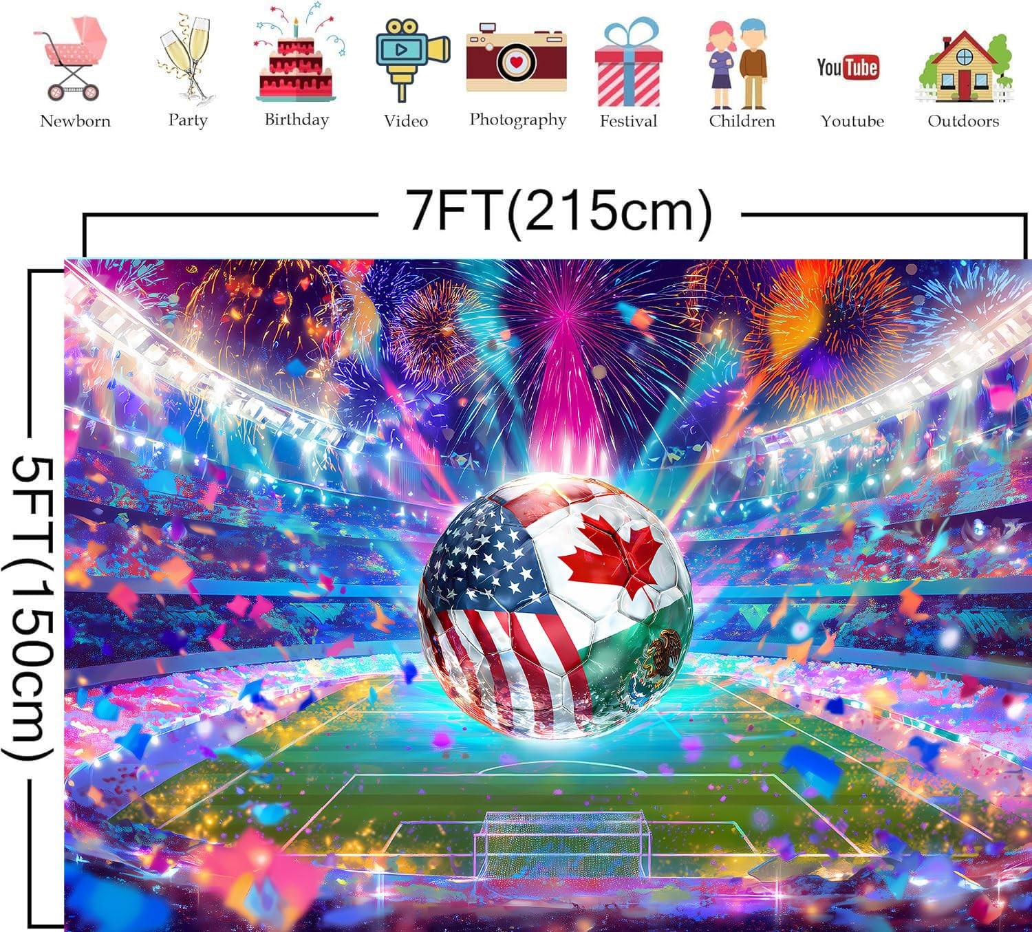 World Soccer Cup Photography Banner Backdrop, 2026 Football Trophy Match Spor…
