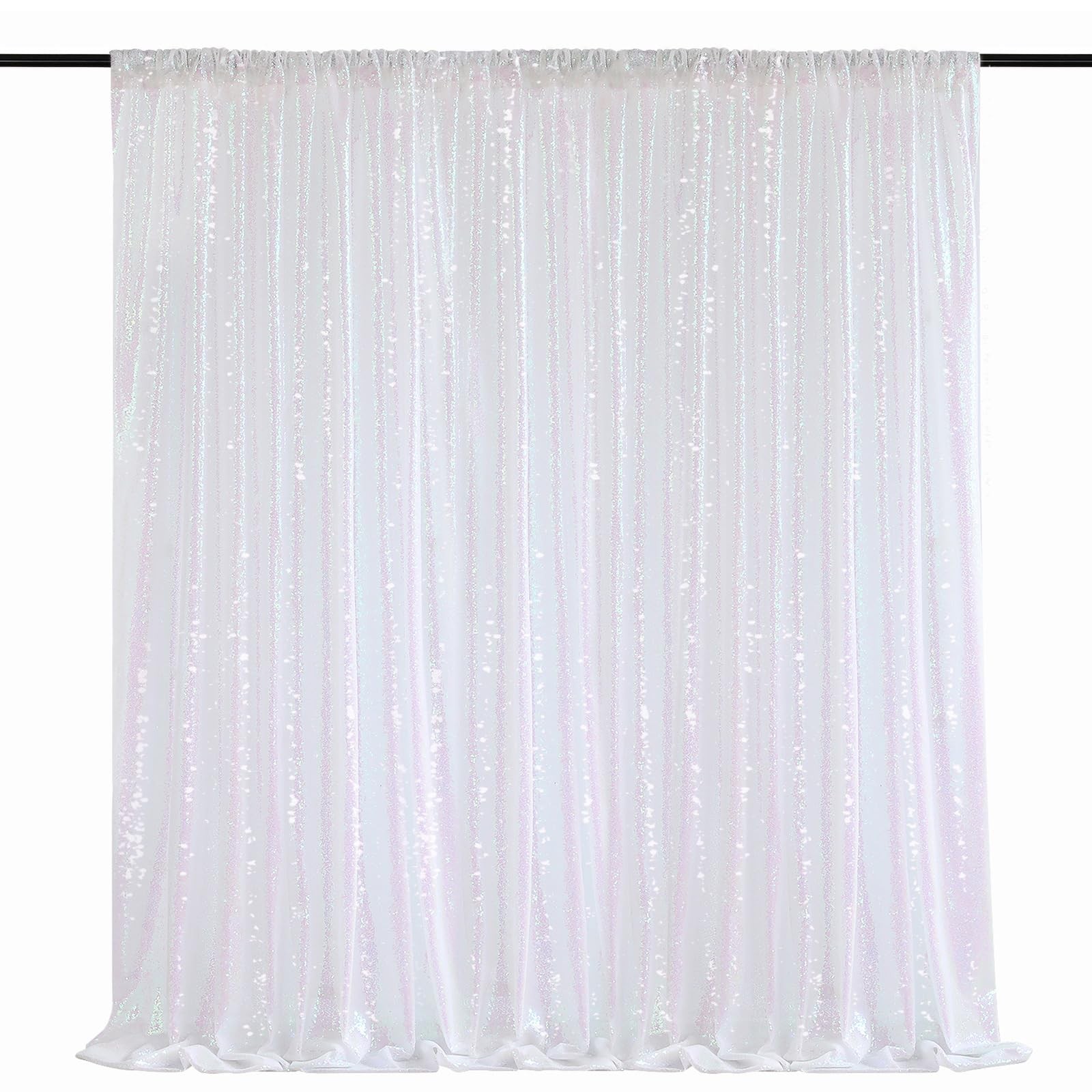 7×7 Ft White Iridescent Sequin Backdrop Glitter Photo Booth Event Decor