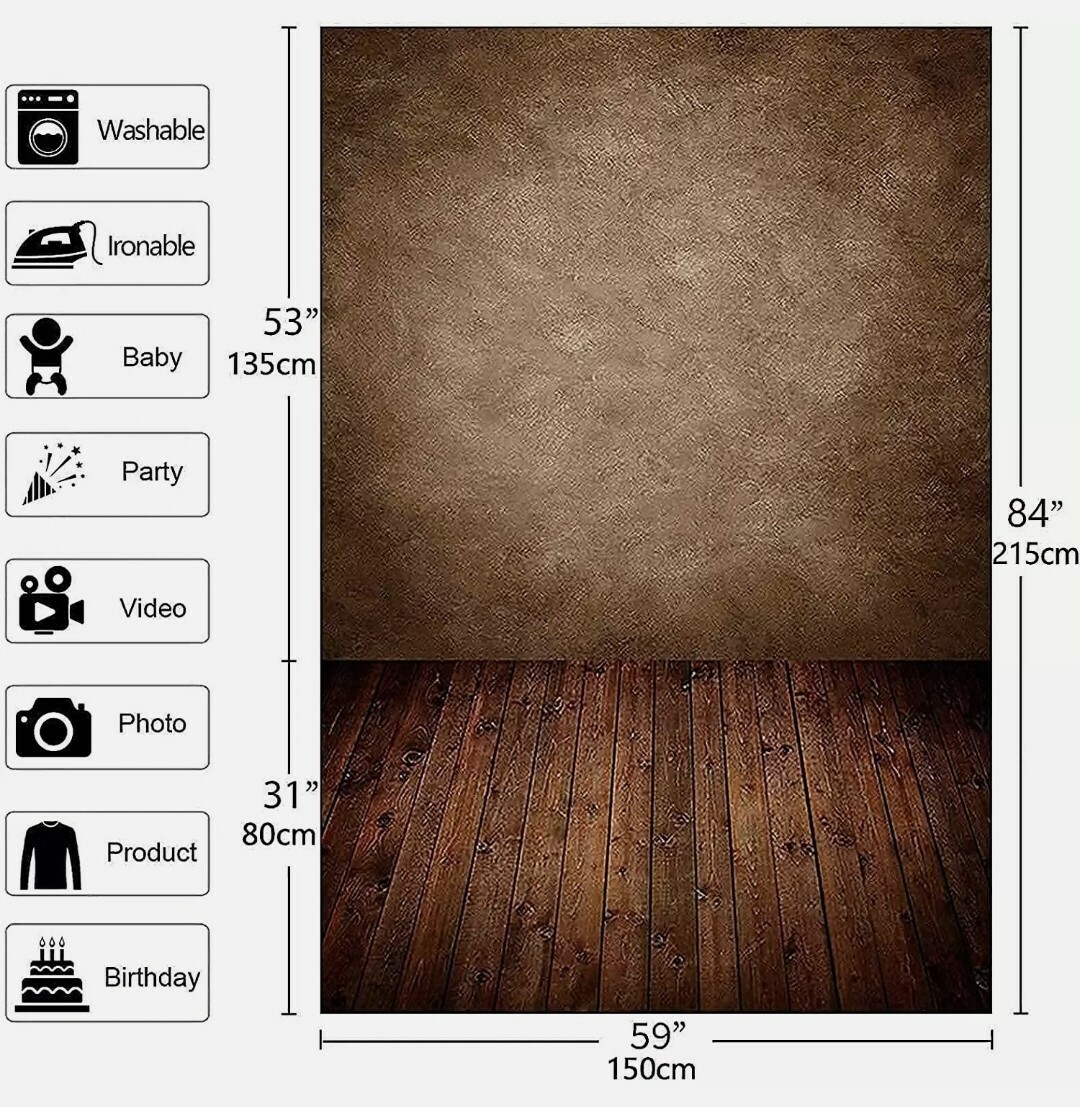 NEW Allenjoy Photography backdrop 5×7 ft. Fabric – Brown Wall w/ Wood Floor
