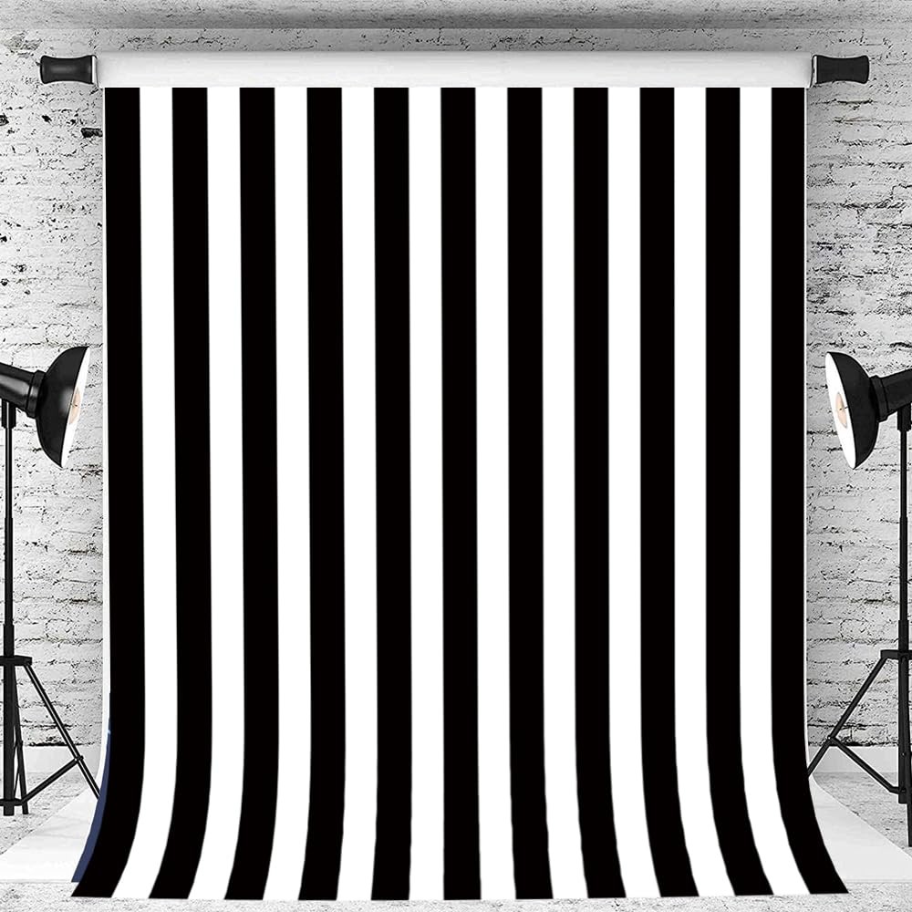 7x5ft Black White Stripes Photography Backdrop Birthday Party Baby Shower Vinyl