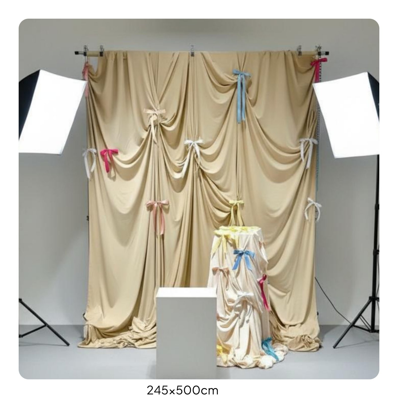 Bowknot Background Material Easy to Set Up Pleated Backdrop Cloth for Wedding