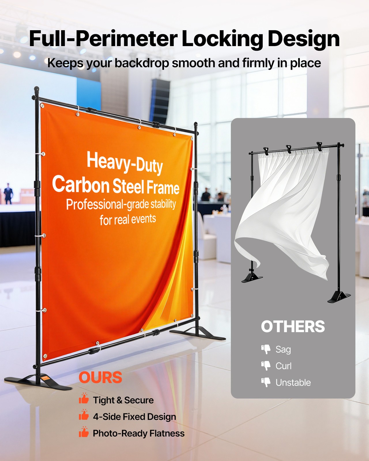 VEVOR 10 x 8 ft Backdrop Banner Stand Adjustable Height and Width