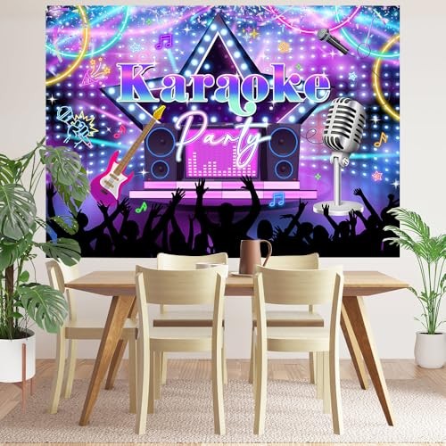 Karaoke Party Backdrop Electric Large Rock Star Music Theme Singing 7x5ft