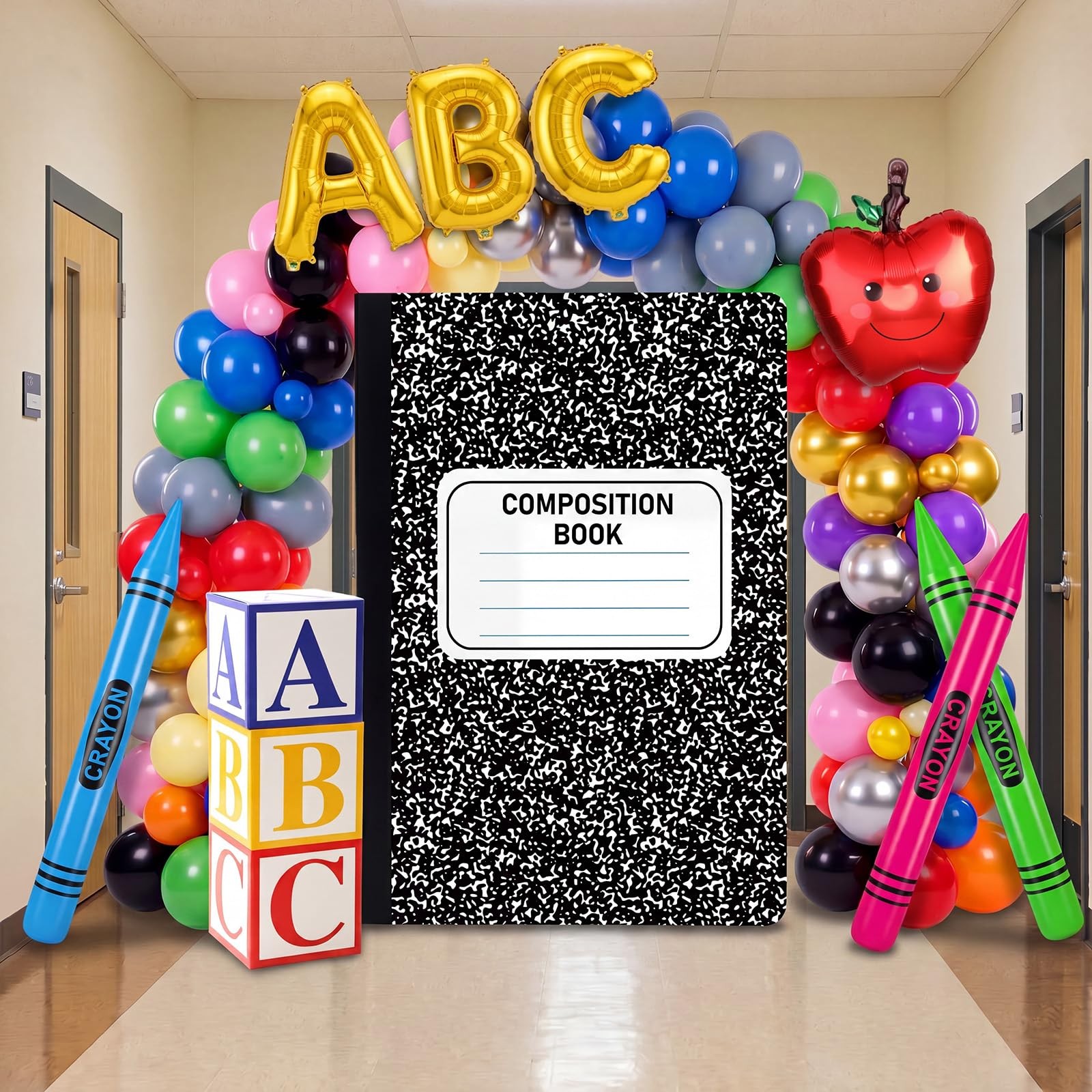 Back to Arch Decorations Arch Backdrop with Rainbow Balloon Garland Kit for W…