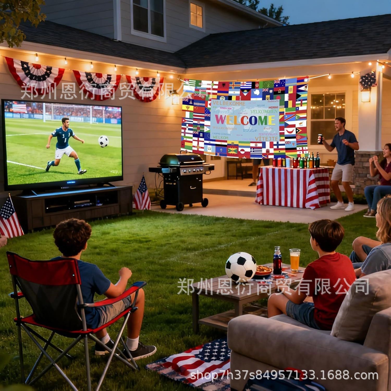 2026 FIFA World Cup Sports Background Cloth Banner Football Match Party Decorate