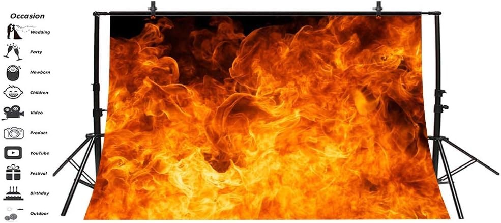 7×5 Ft Roaring Flame Photography Backdrop Black Background Bonfire Party Prop