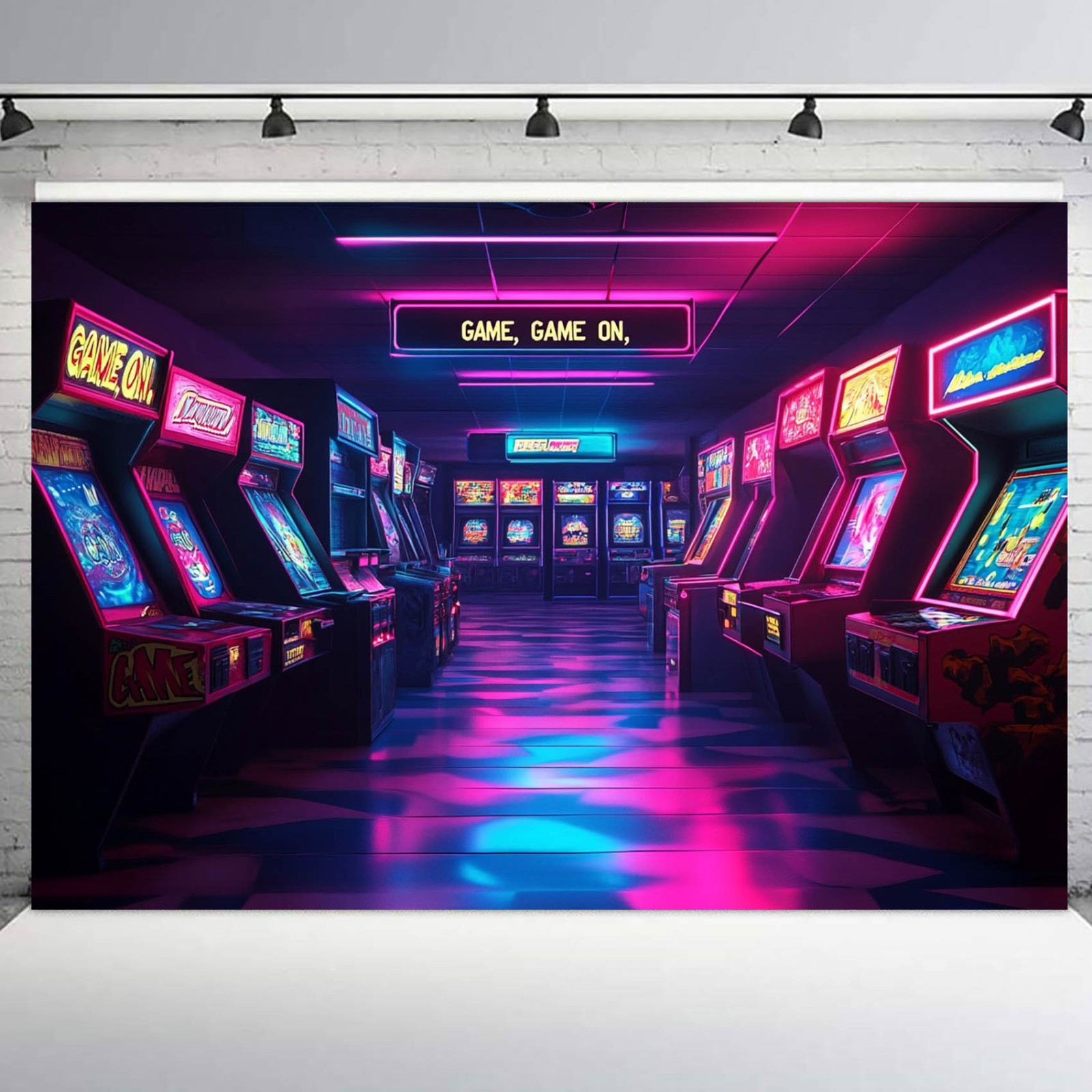 10x8ft Retro Game Arcade Backdrop Gaming Video Game Background for Photography