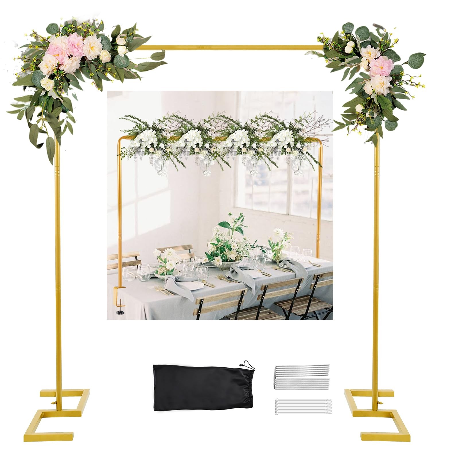 8.2 FT Wedding Arch Rectangle Stand Square Backdrop Stand , Extra Clamps to T…