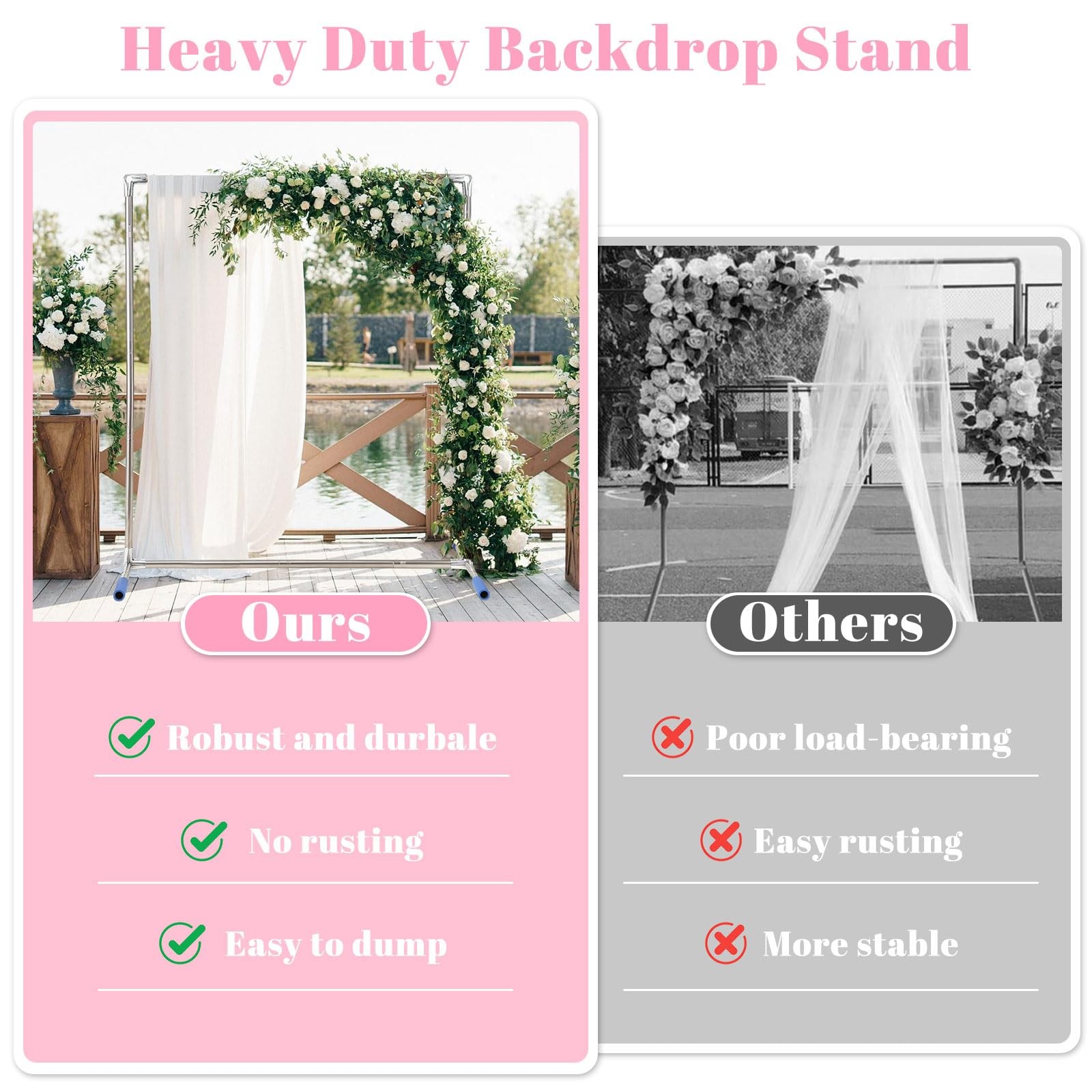 Wedding Arch Backdrop Stand,7×6 FT Metal Arch Backdrop Stand for Ceremony, St…