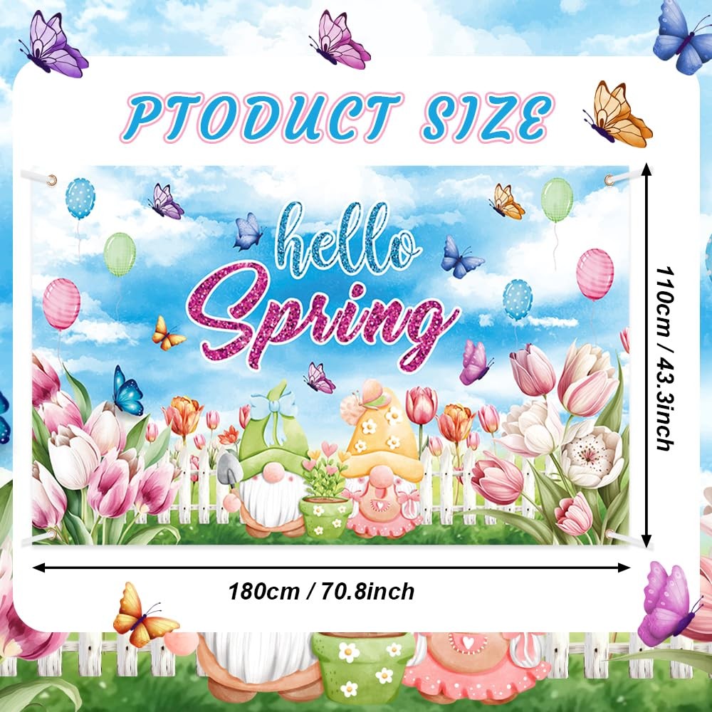 AIBIIN Hello Spring 70.8 x 43.3 inch, Butterfly Flowers, Balloon Pattern