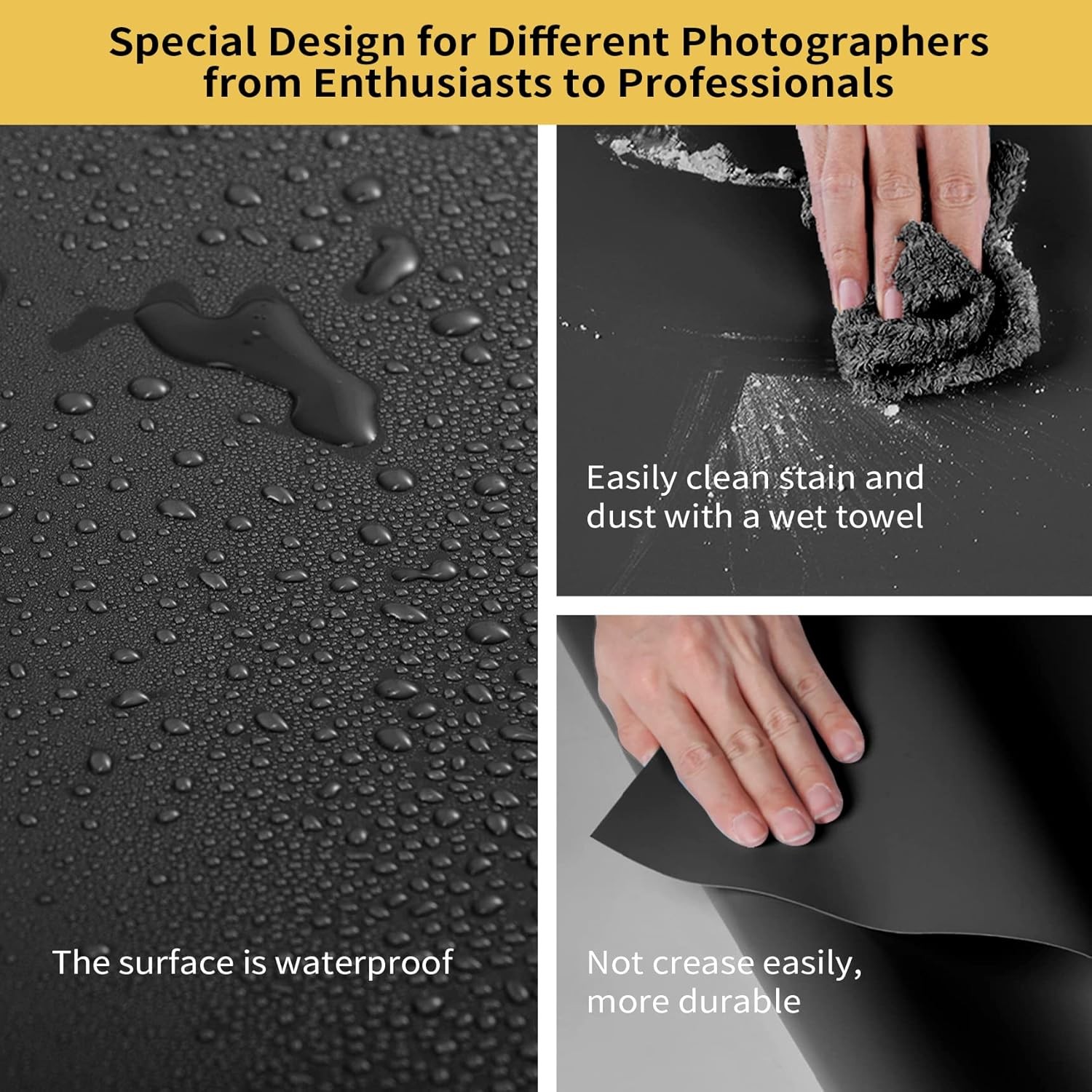 Meking 48X80in/120X200cm Black PVC Backdrop for Photography, One Size,