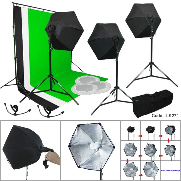 Photography Lighting Muslin Backdrop Stand Studio Light Kit New Studio