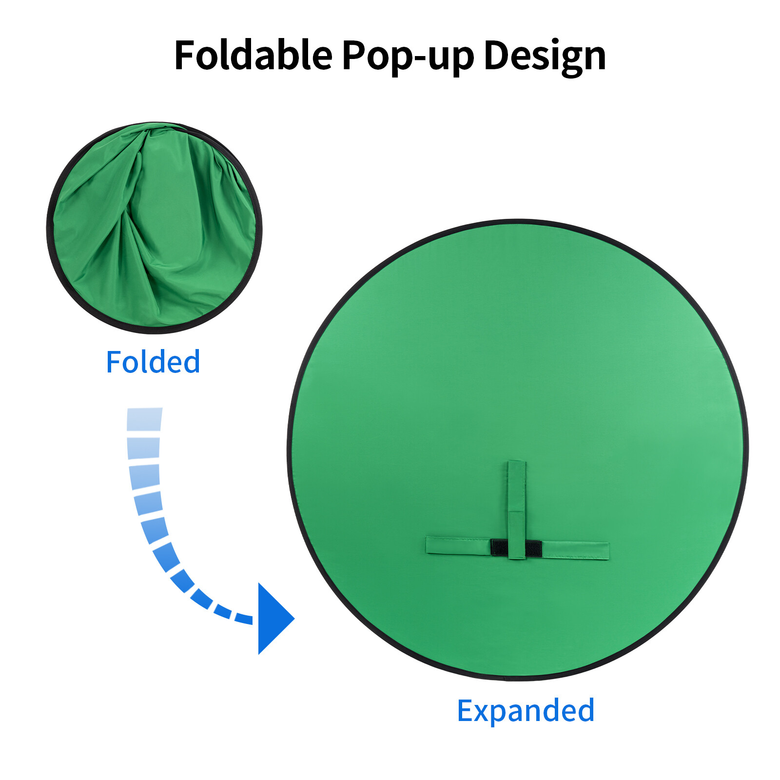 59″ Round Green Screen Collapsible Webcam Backdrop Photography Webex Video Chats