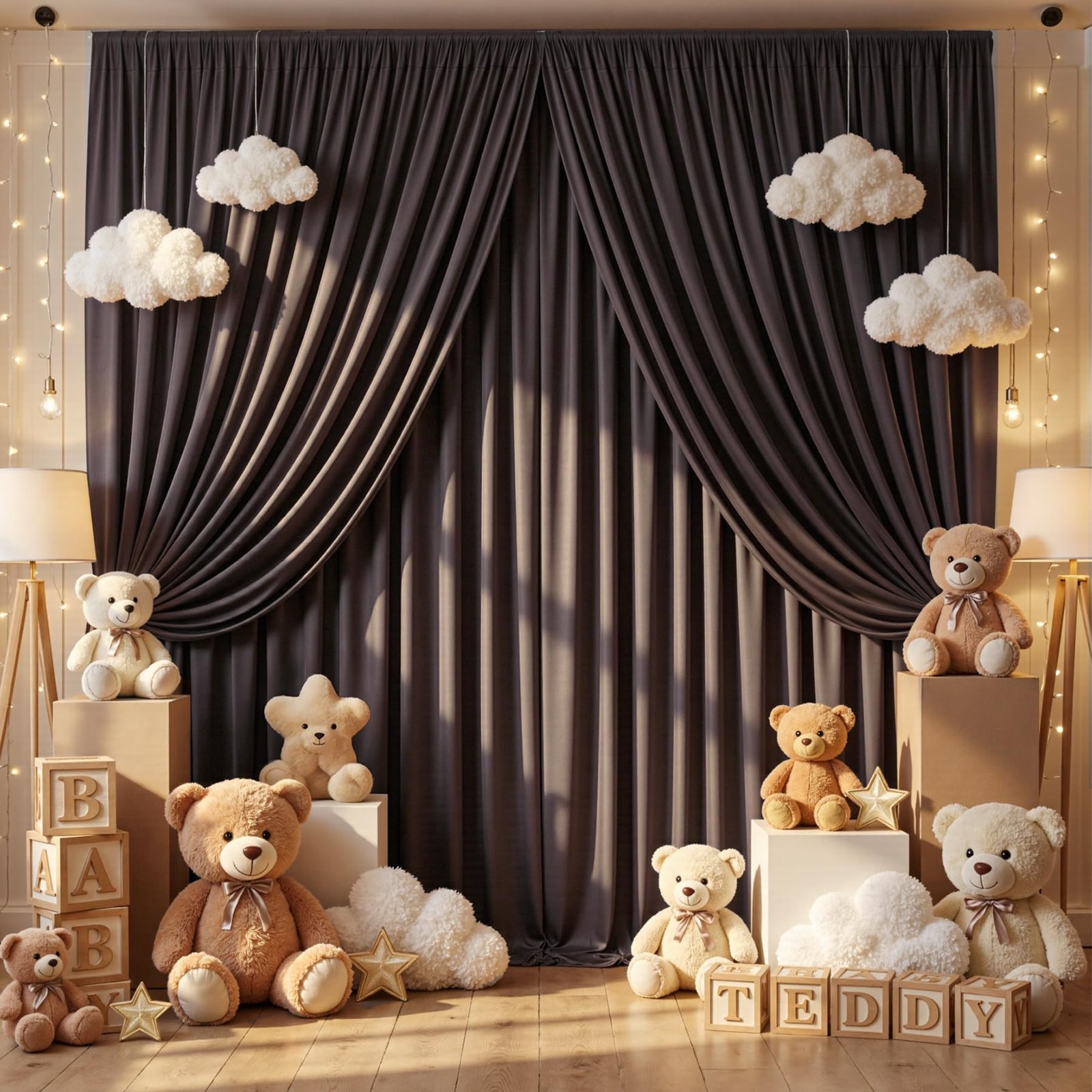 2 PCS 10×12 ft Brown Backdrop Curtains Wrinkle Free Polyester Photo Drapes