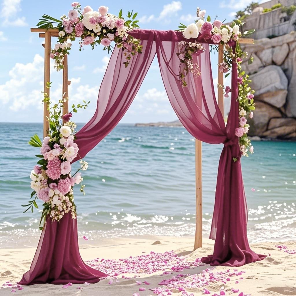 Magenta Chiffon Fabric 6.7 Yards 29 Inch x 20FT Sheer Curtains Backdrop