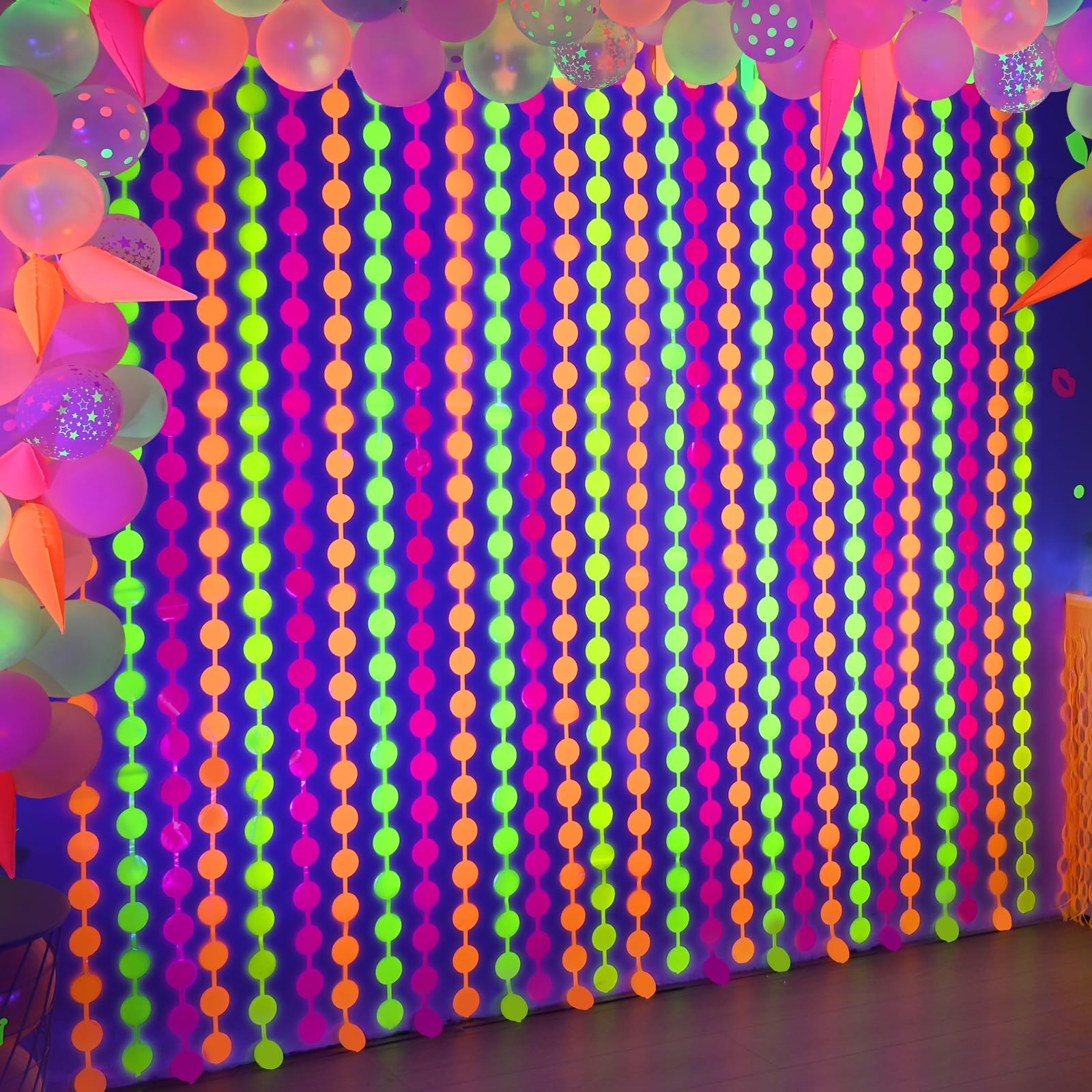 Mega-L Glow in The Dark Party Supplies, 2 Round, Fuchsia, Yellow and Orange
