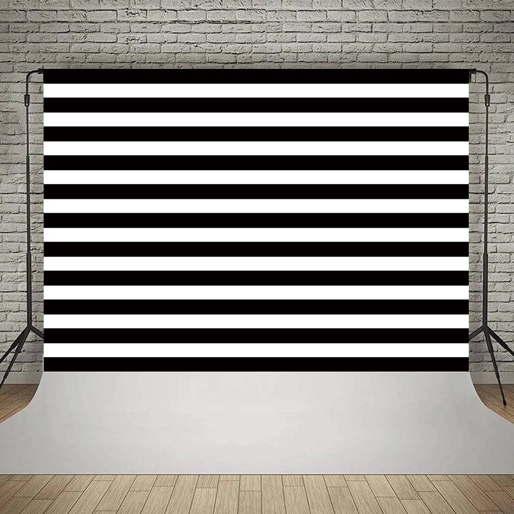 7x5ft Black White Stripes Photography Backdrop for Birthday Party Baby Shower…