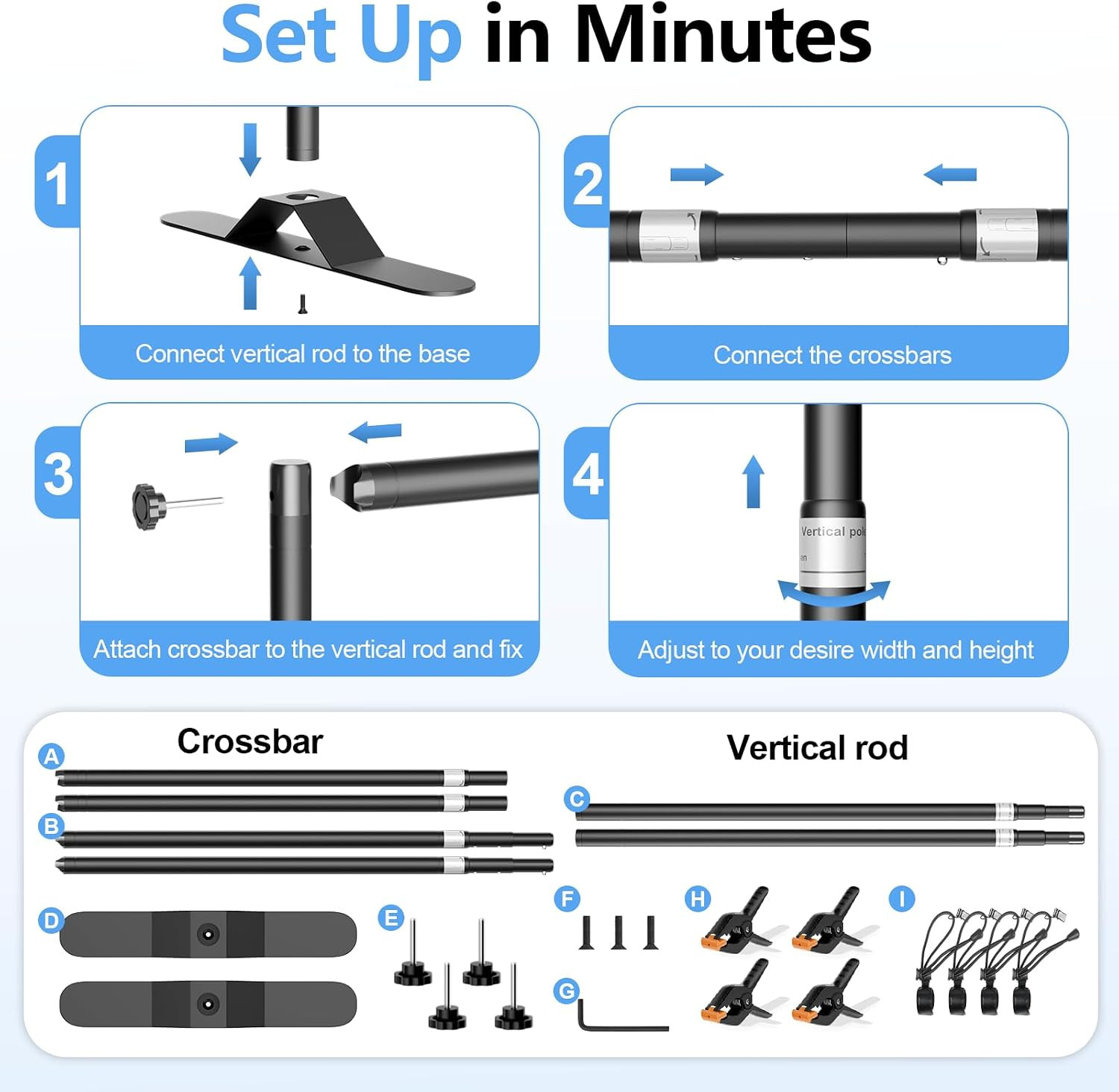 10 X 8FT Backdrop Banner Stand, Heavy Duty Adjustable Photo Background Support F
