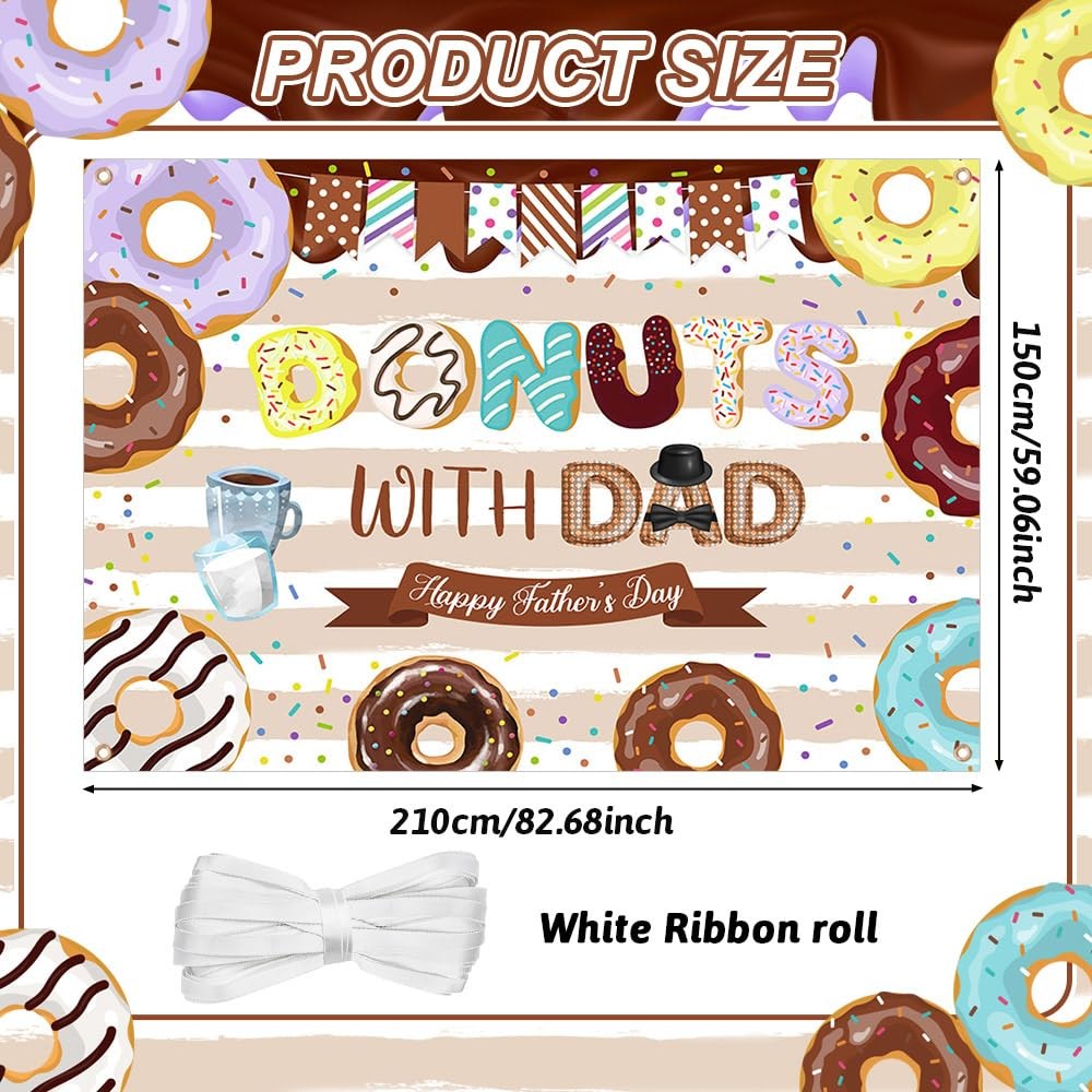 7x5ft Happy Father’s Day Backdrop Donuts with Dad Photography Background Brown W