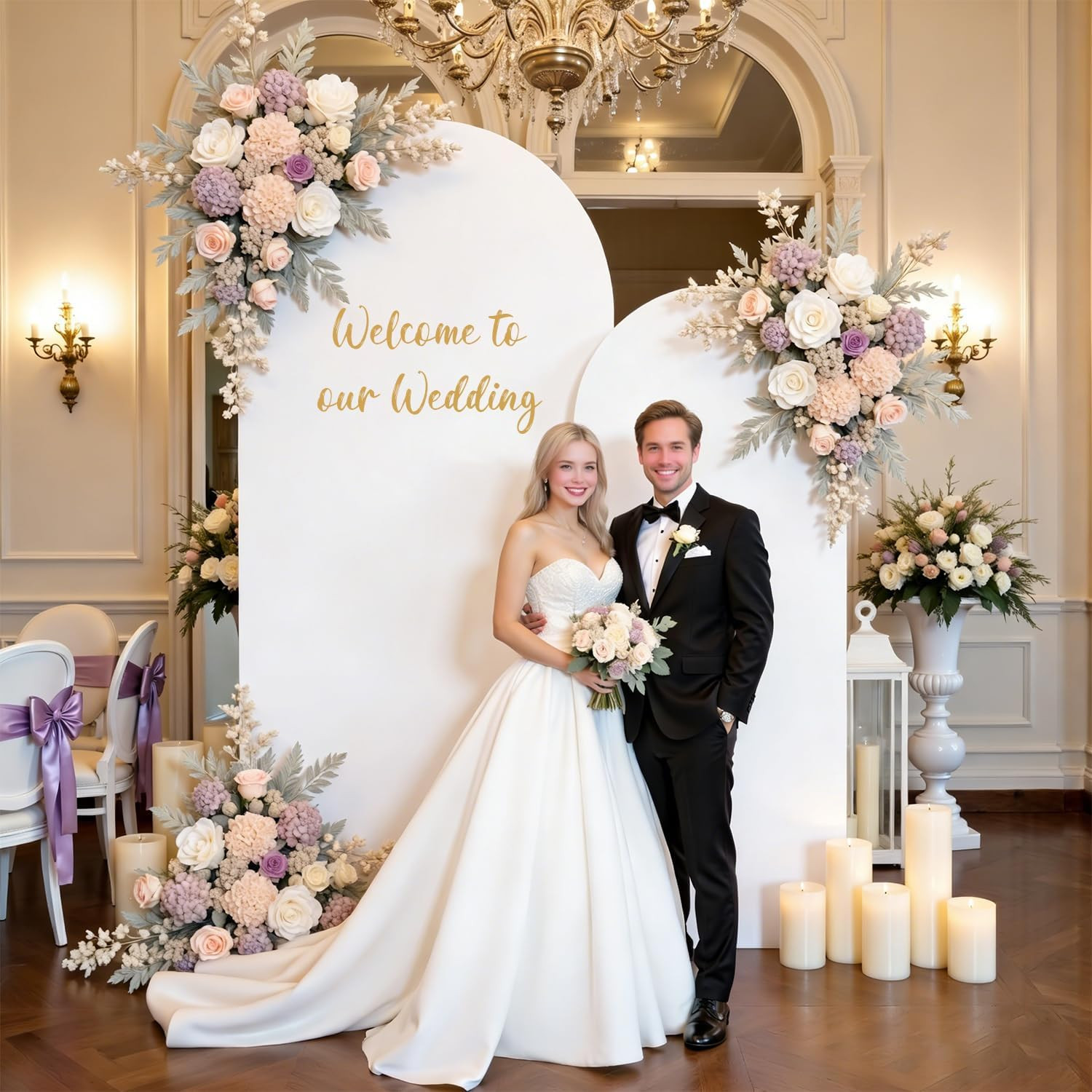 White Arch Backdrop Cover, Set 6FT & 7.2FT Wedding Arch Covers, Spandex Fitted S