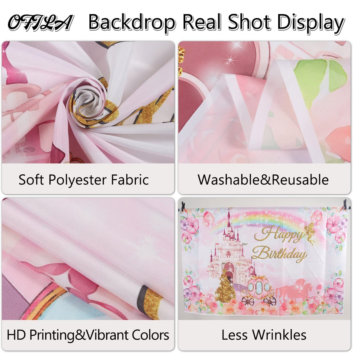 Pink Princess Castle Photography Backdrop for Birthday Baby Shower Newborn